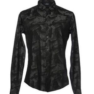 Armani Jeans Black Camouflage Button Down Shirt